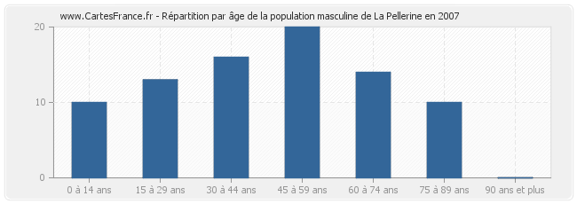 Répartition par âge de la population masculine de La Pellerine en 2007